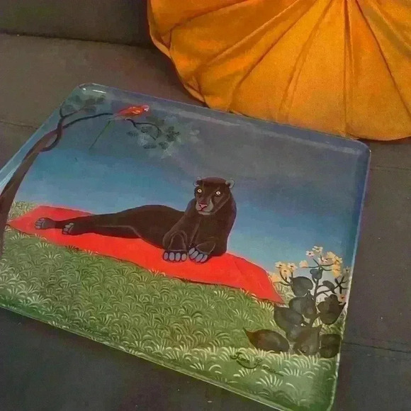 COPY - Large Mebel Italy 1960’s Melamine serving tray very rare panther and par… - Picture 1 of 5